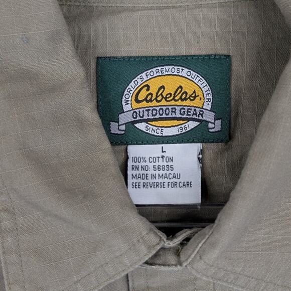 Cabelas Outdoor Gear Large Shirt Mens Green Button Up Long Sleeve Fishing Hiking - Picture 3 of 6